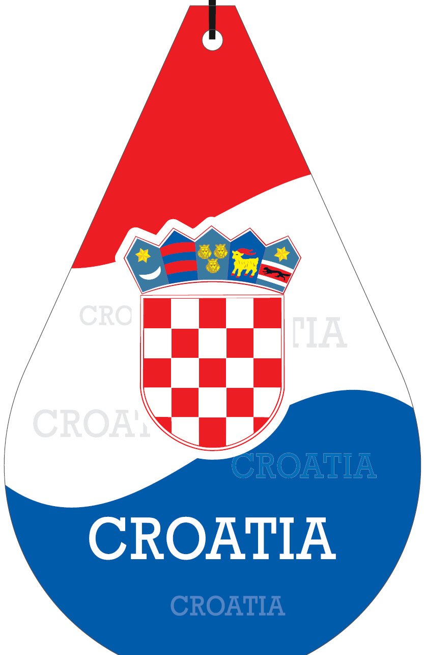 Croatia Hrvatska Flag in ENG (Drop-shaped) Air Freshener Wholesale Box (15 pcs)