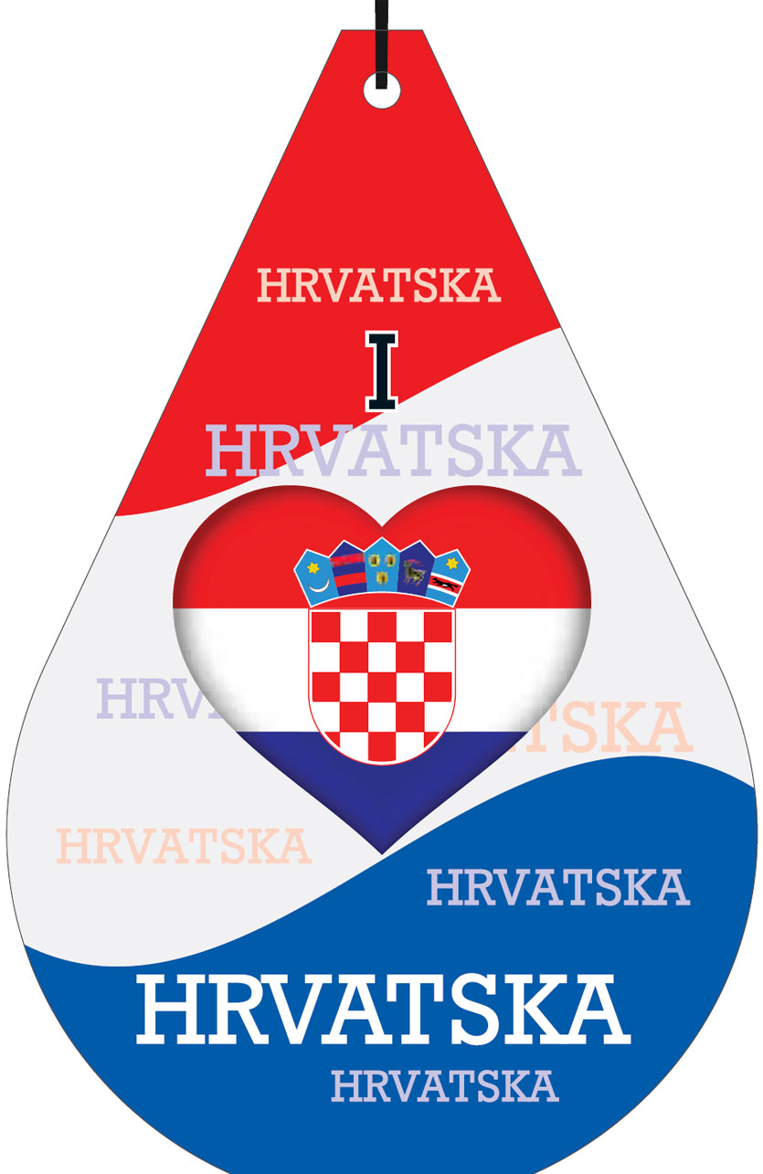 Croatia "I love Hrvatska" Flag Air Freshener Wholesale Box (15 pcs)