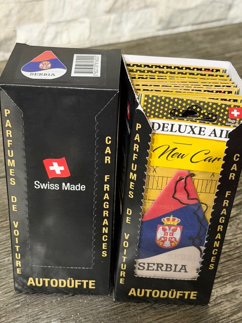 Serbia in English (Drop-shaped) Air Freshener Wholesale Box (15 pcs)