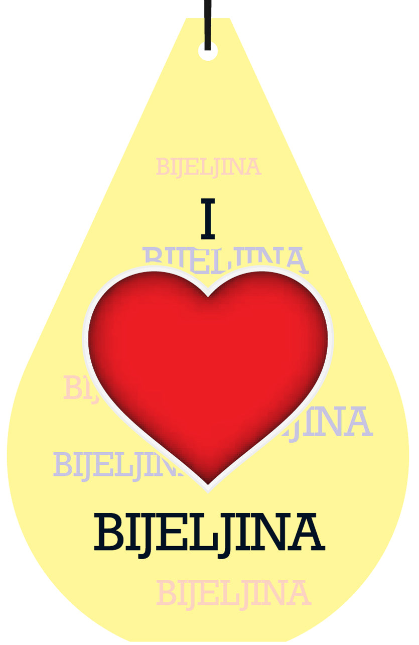 Bosnia "I LOVE BIJELJINA" Air Freshener Wholesale Box (15 pcs)