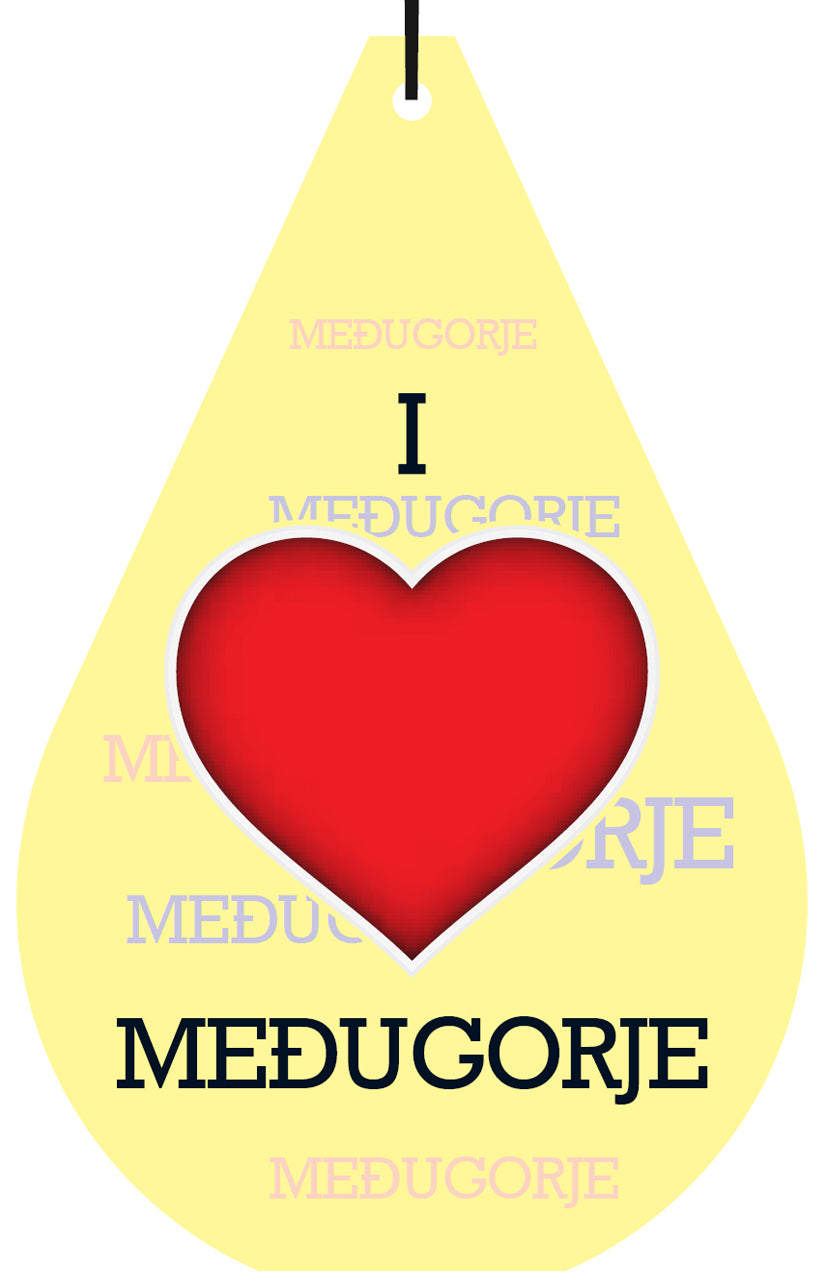 Bosnia "I LOVE MEDUGORJE" Air Freshener Wholesale Box (15 pcs)