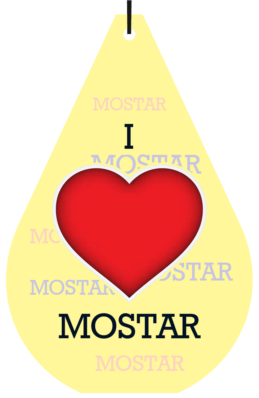 Bosnia "I LOVE MOSTAR" Air Freshener Wholesale Box (15 pcs)