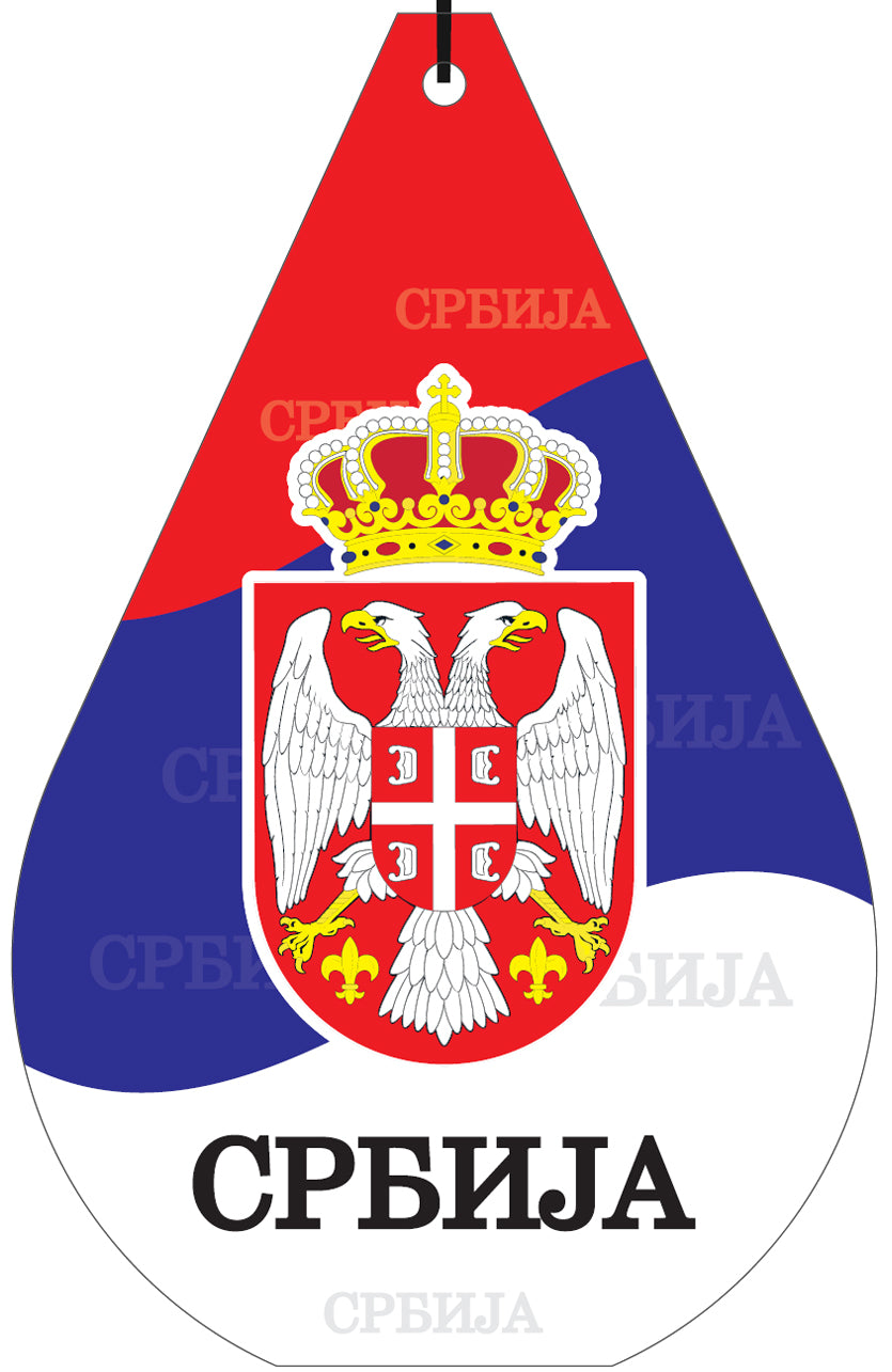 Serbia Srbija Flag Cyrillic (Drop-shaped) Air Freshener Wholesale Box (15 pcs)